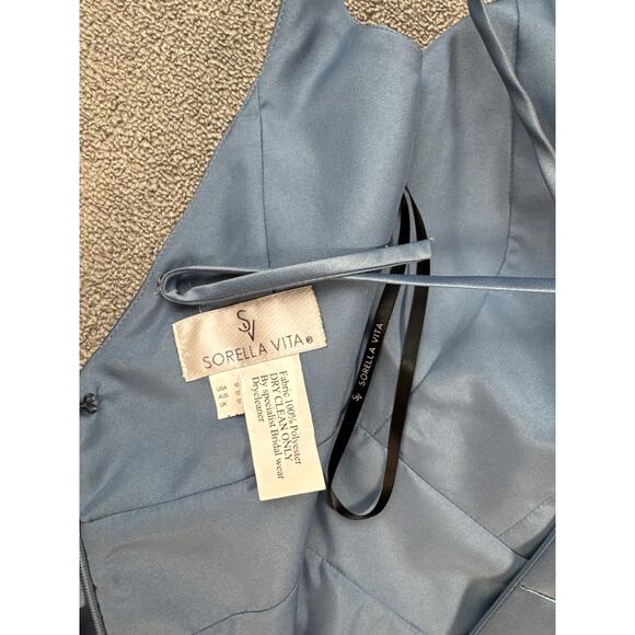 Sorella Vita Formal Dress Gown Modern Satin Bridesmaid Prom Stone Blue Size 10 - Picture 8 of 14